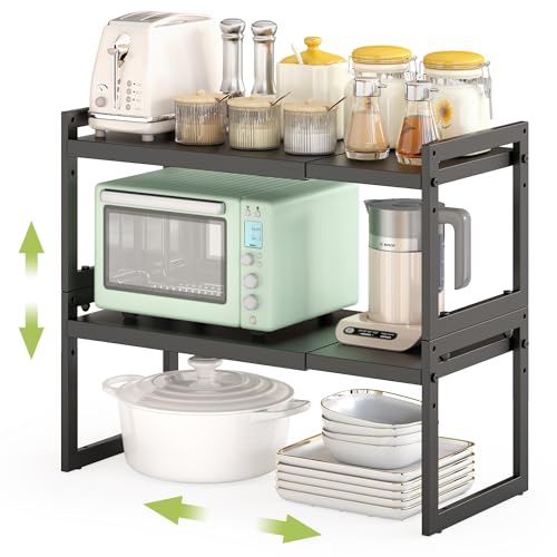 Expandable Kitchen Countertop Organizer (Black-2 Pack / 8.7''D*13-22.6''W*8''H)