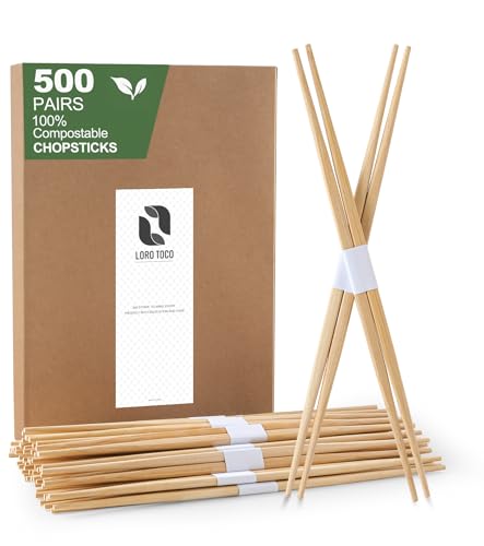 500 Pairs Disposable Bamboo Chopsticks Bulk 9.45in Japanese Sushi Restaurant Separated Pointed Chop Sticks (500Pairs)