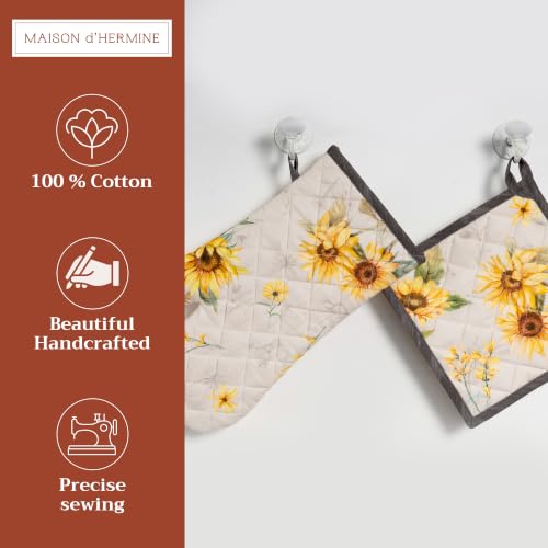 100% Cotton Oven Mitt & Pot Holder Set (057 - Candice / 7.5" x 13" & 8" x 8" (Oven Mitt & Pot Holder))