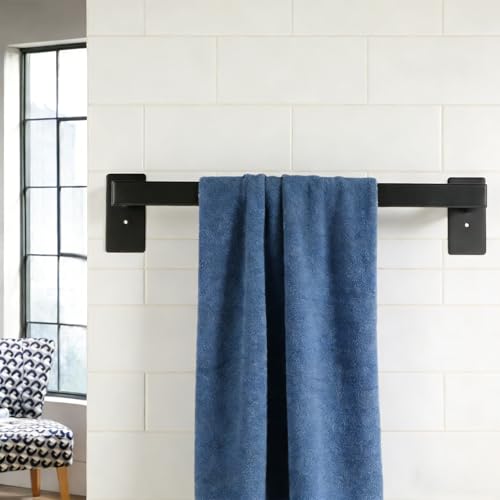 Bathroom Towel Bar Self Adhesive (Black / 16 IN)