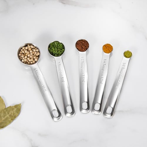 Premium 18 10 Measuring Spoons Set (Silver / 5PC Measuring Spoons)
