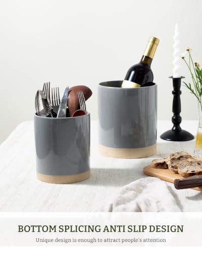 Ceramic Utensil Holder (Dark Gray)