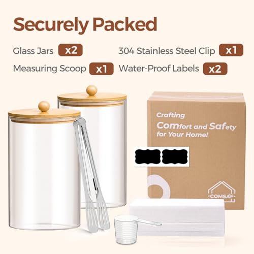 Glass Storage Jars with Bamboo Lids 3.9 Qt 2 Pack Large Pantry Round (3.9Qt/1Gallon-Round-2Pack)