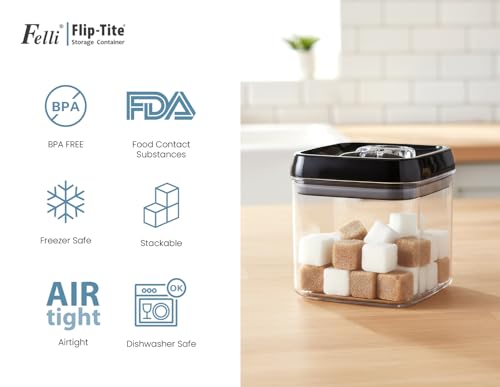 Flip Tite Food Storage Container 5" LARGE Size Airtight Lid Lock Top (Black / 5")