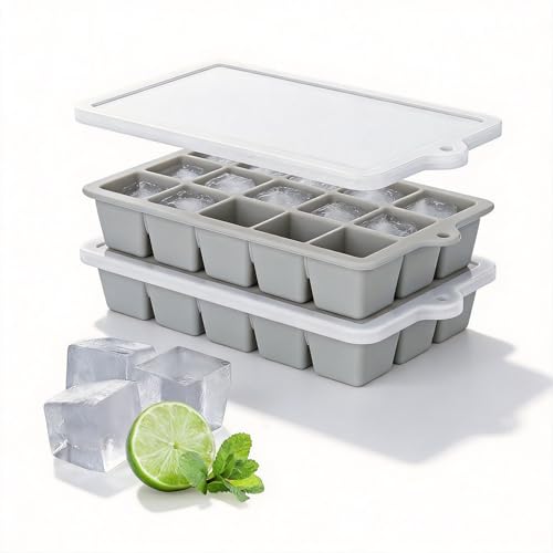 Silicone Ice Cube Tray 2 Pack (Ice Cube Tray 2 Pack / Gray+Gray)