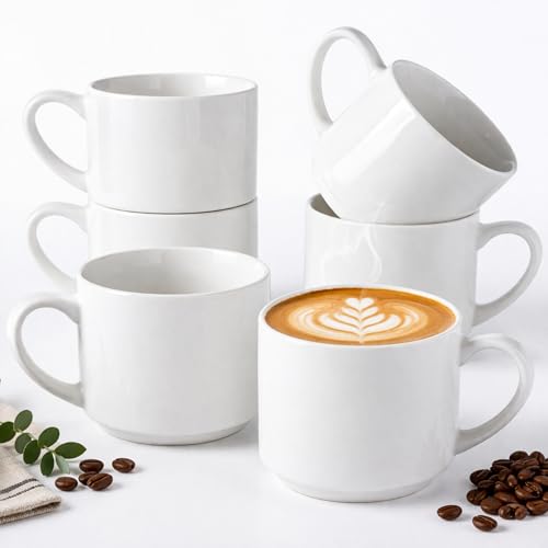 14 OZ Coffee Mugs Set of 6 (White / Set of 6(14 Ounces))