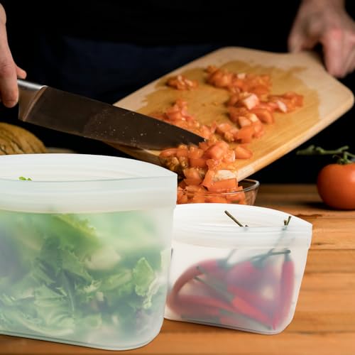 Silicone Bags for Food Storage (Translucent | 3 Size | 3 Pack)