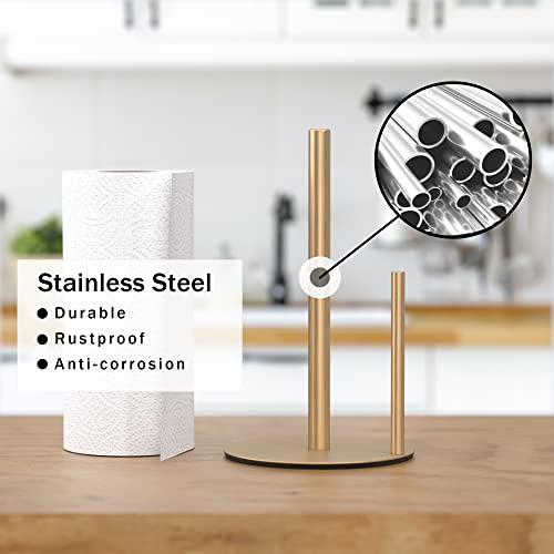 Paper Towel Holder Gold Stainless Steel Kitchen Countertop Roll Organizer