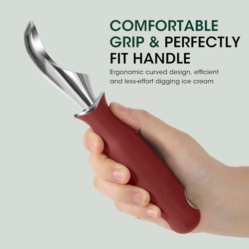 Premium Heavy Duty Ice Cream Scoop with Ergonomic Grip Handle