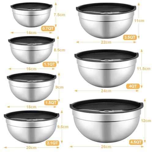 7 Piece Mixing Bowls with Lids Set (7 Count)
