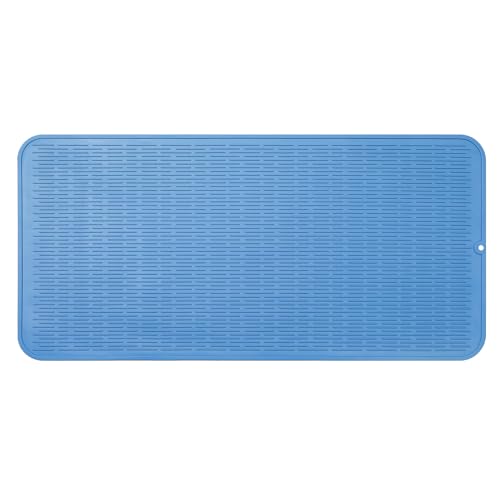 Silicone Dish Drying Mat for Multiple Usage (Lichen Blue / 36"L x 18"W)