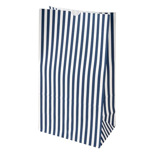 Blue And White Stripe Paper Bag (12 lb / Blue & White)
