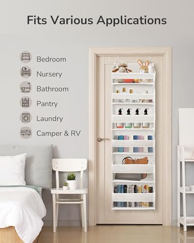 2 Pack Over The Door Organizer with 6 Large Pockets 12 Side Pockets (Ivory / 2 Pack)