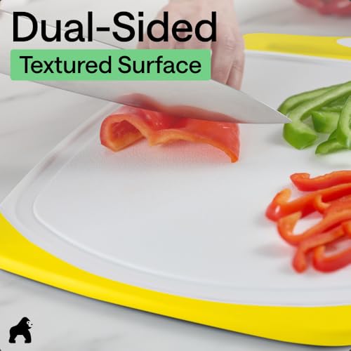 BPA Free Reversible Kitchen Cutting Board (Lemon/White / Large (Pack of 3))