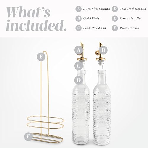 Glass Olive Oil Bottle Dispenser (Champagne Bubbles / Clear)