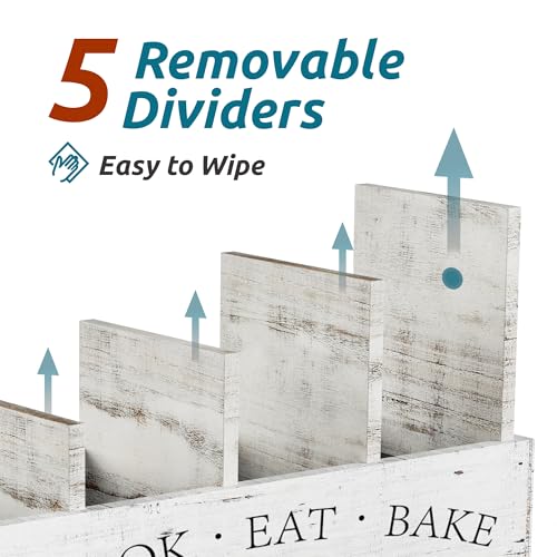 Extra Large Utensil Holder Countertop for Kitchen Counter (White Grain)