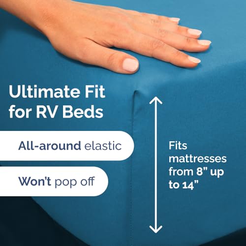 Short Queen Size 4 Piece Bed Sheet Set (20 - Denim Blue / Short Queen)