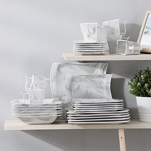 Plates and Bowls Sets (30 Piece(Service for 6) / Marble Grey)