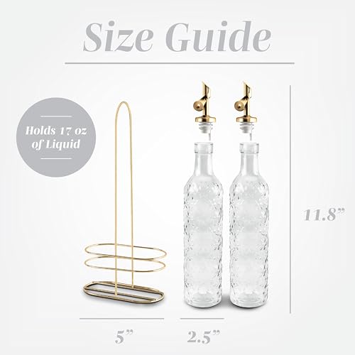 Glass Olive Oil Bottle Dispenser (Floral / Clear)