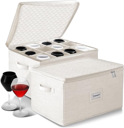 Wine Glass Storage Box with Dividers