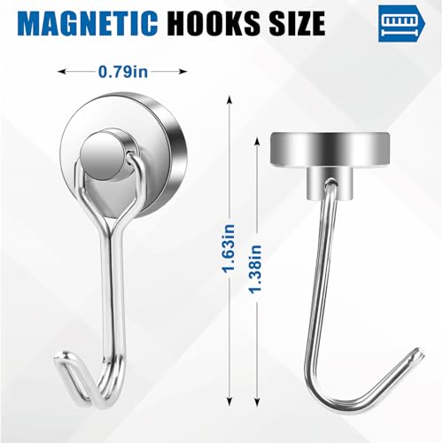 Magnetic Hooks Magnet Hook for Cruise Cabins Fridge 40LBS 6Pack (Silver / 0.79in)