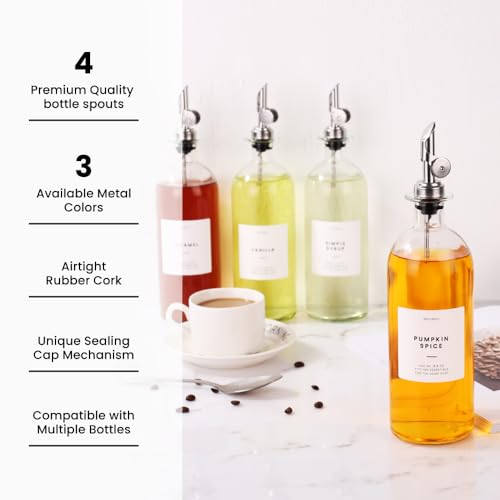 Liquor Pour Spout Made of Stainless Steel with Automatic Anti (Silver / Set of 4)