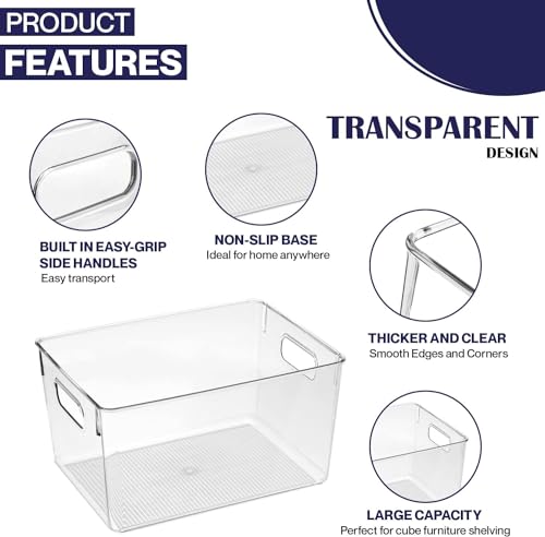 Clear Plastic Storage Bins (10 X 6 X 5.1)