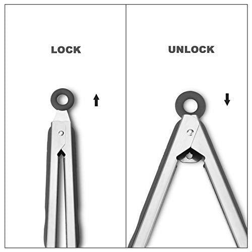 Premium 304 Stainless Steel Tongs Set (9" & 12" / Gray)