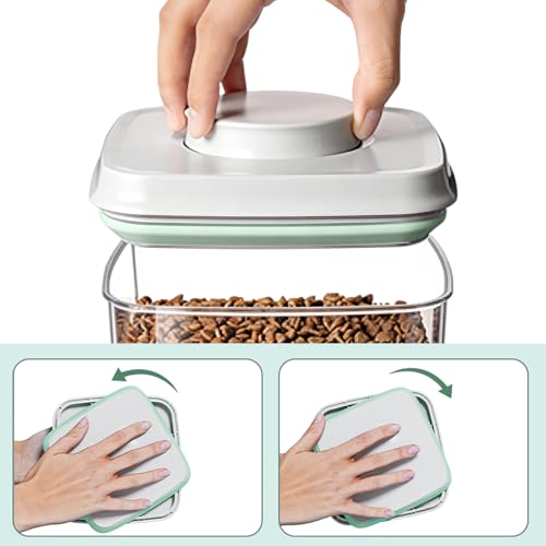 Airtight Small Cat Dog Pet Food Storage Containers BPA Free (Gray green / 2L-1pack)