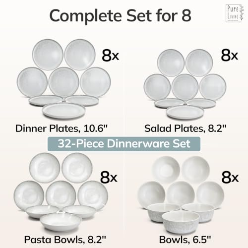 32 Piece Stoneware Dinnerware Set for 8 (Light / Beige / Set for 8 (32pcs))