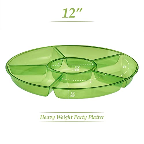 6 Sectional Round Plastic Serving Tray (Green)