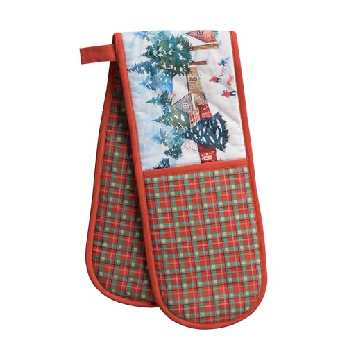 Double Oven Mitts 100% Cotton Double Oven Glove (125 - Megeve / 7" x 35" (Double Oven Mitt))