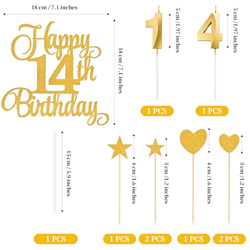 14th Birthday Cake Decorations (9 Count)