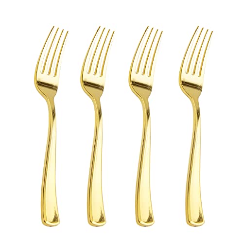 200pcs Gold Plastic Forks (Gold)