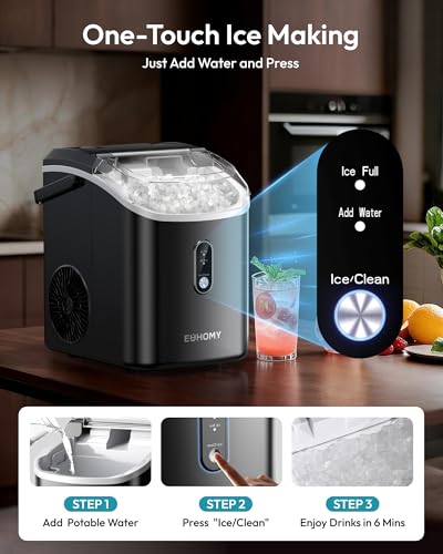 Nugget Ice Maker Countertop with Handle (Black)