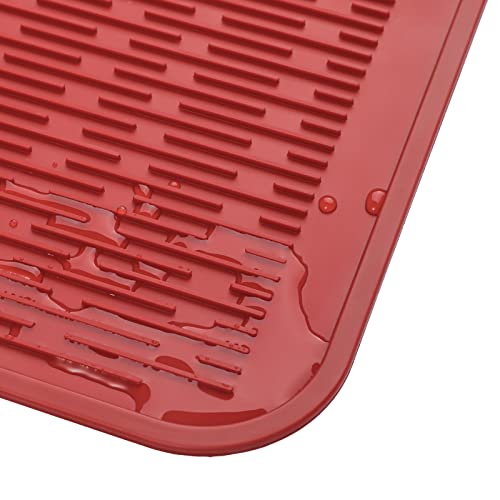 Silicone Dish Drying Mat for Multiple Usage (Red / 18"L x 16"W)