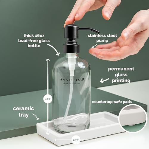 Glass Soap Dispenser Set (Clear Bottle / Matte Black Pump)