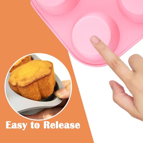 6 Cups Silicone Muffin Pan Set (Set of 2--6 Cups (Green+Pink))