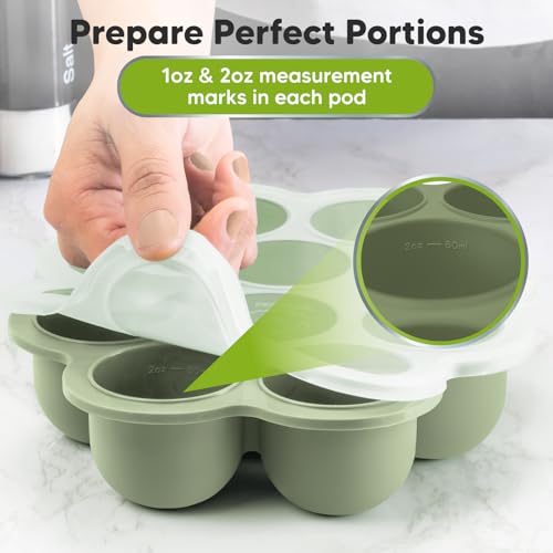 Silicone Food Freezer Trays with Lid (Sage)