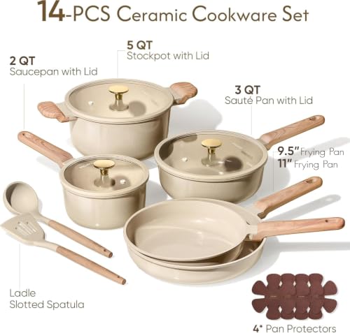 Pots and Pans Set (Oatmeal / 14 Piece)