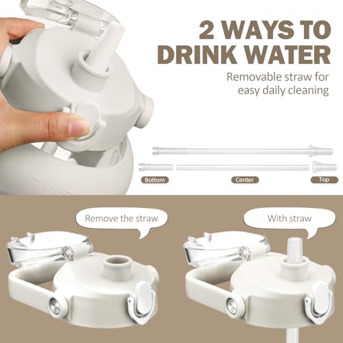 84oz Glass Water Bottle with Straw (White / 84 Ounces)