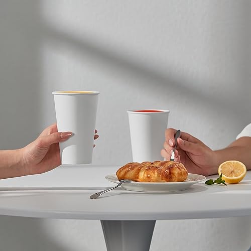 210Pack 16oz Disposable Paper Coffee Cups White Hot Coffee Cups (16oz)