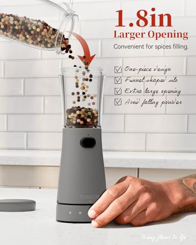 Electric Salt and Pepper Grinder Set with Storage Base (Dark Gray)