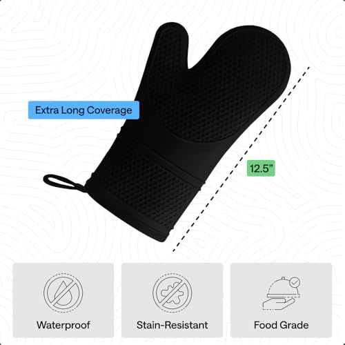 Silicone Oven Mitts (Black / 12.5" Oven Mitts)