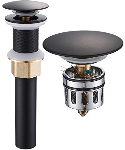 Pop Up Drain Bathroom Faucet Vessel Vanity Sink Drain Stopper (Without Overflow / Black)