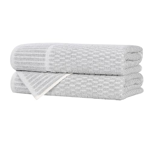 Juno Viscose Cotton Blend Medium Weight Towels (2 Piece Bath Towel Set / Platinum)