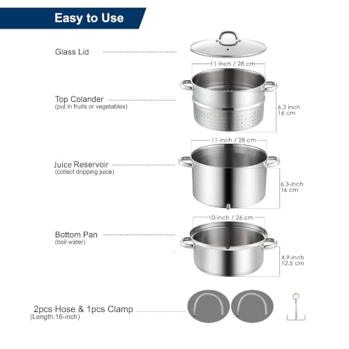 Steam Juicer Pot 11 Quart Stainless Steel