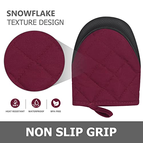 1 Pair Short Oven Mitts (Dark Red)
