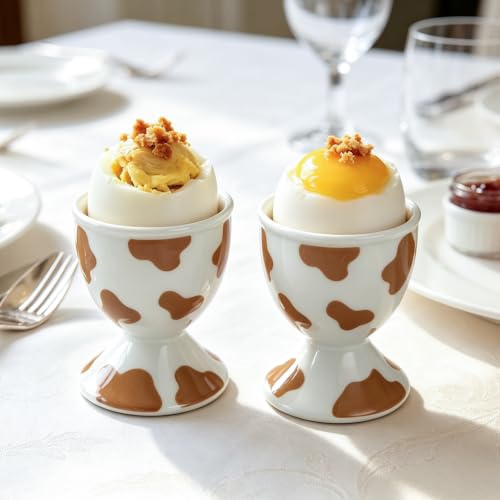 Ceramic Egg Cups (Mocha Cow)