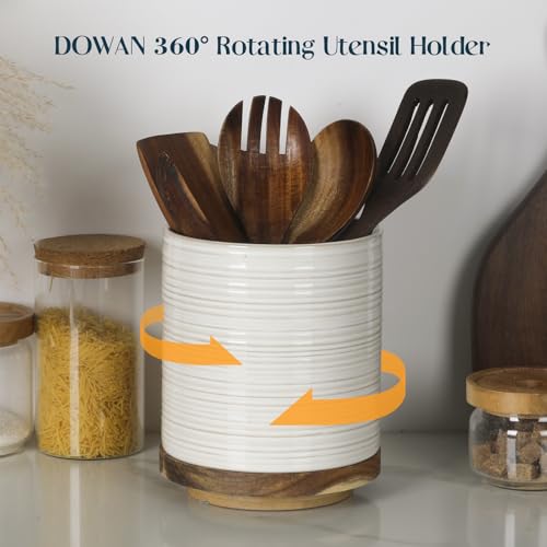 360° Rotating Extra Large Cooking Utensil Holder (White Ring / 7.6 Inch)